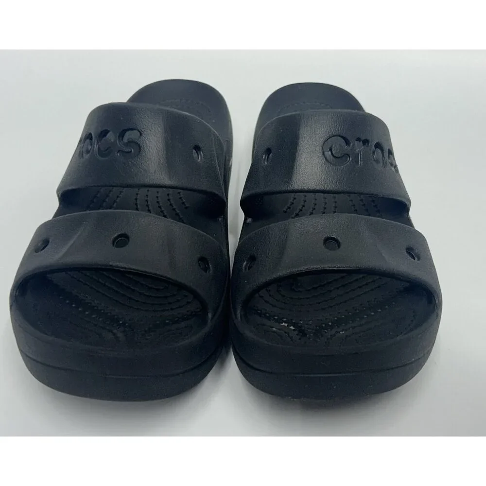 Crocs Baya Platform Double Strap Sandals Women's Size 6 Black Comfort Slip On